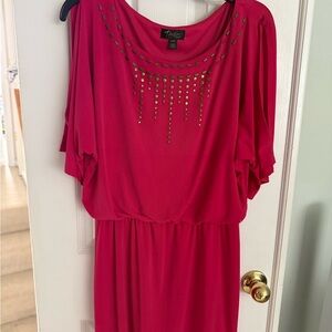 Thalia Sodi Pink Dress with Gold Accents